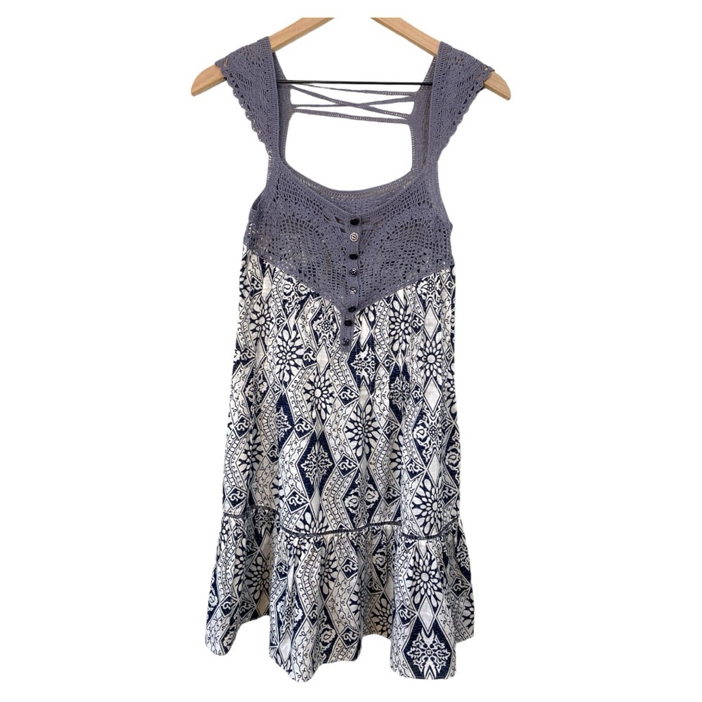 Free People Crochet Cotton Dress‎ Size 2 Bohemian Festival Beach Babydoll